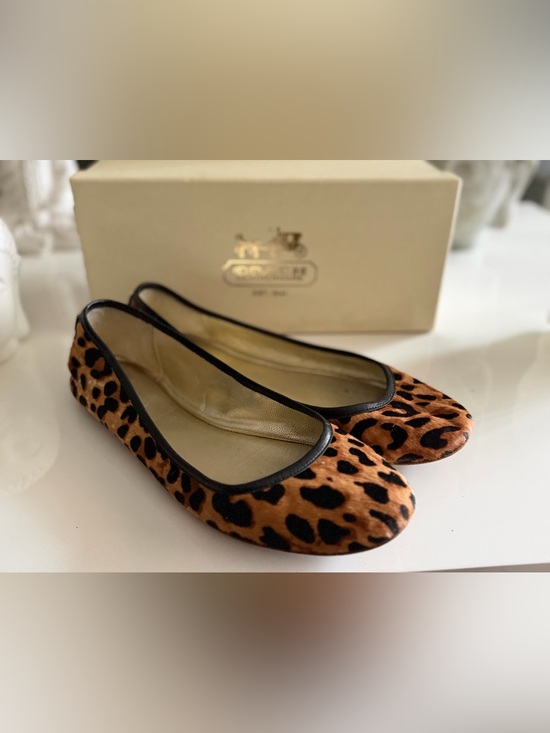 Coach Shoes - Coach Andra Haircalf Leopard Print Ballet Flats - Tan/Black